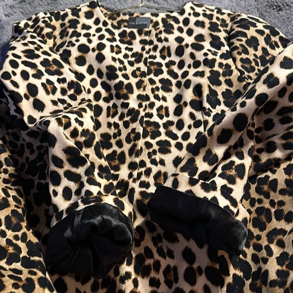 The Limited Collarless Leopard Print long Jacket, Beige, Tan & Black size L Tall - Picture 4 of 13